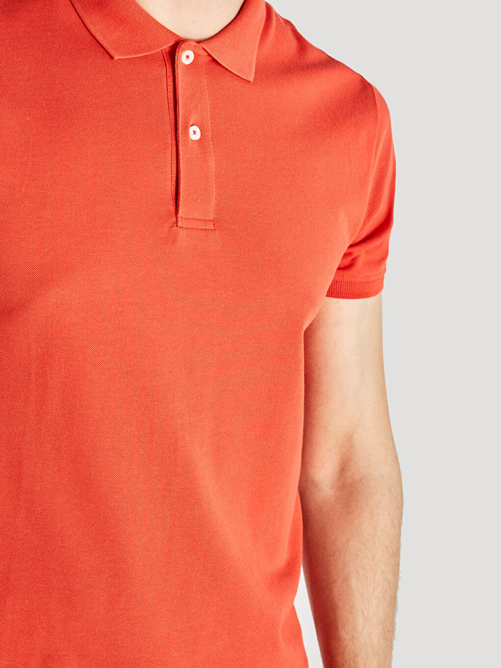 Kırmızı Polo Yaka Kısa Kollu Pike Erkek Tişört-3