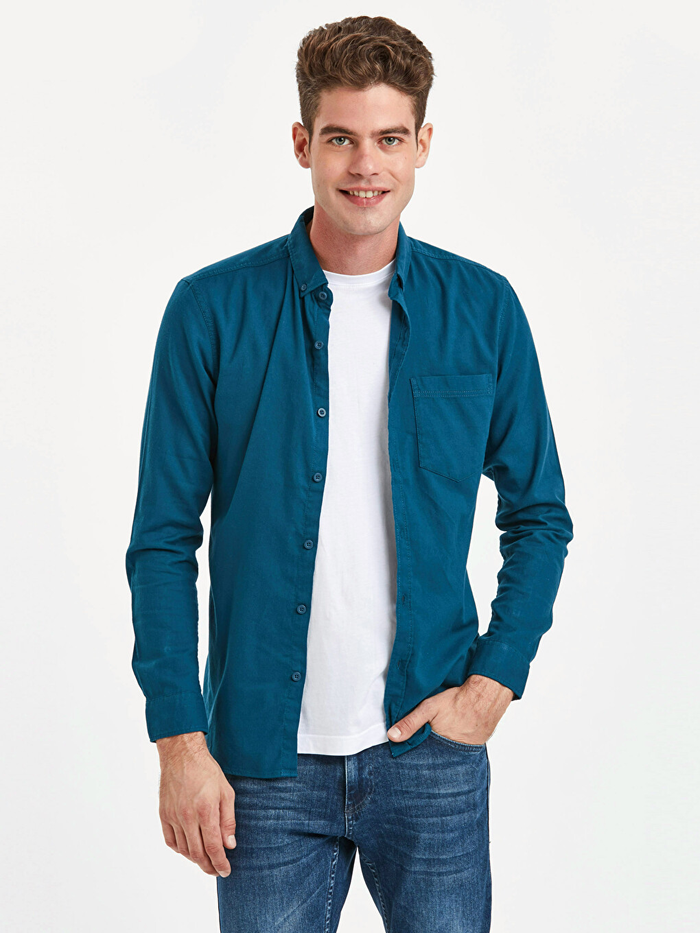 Чоловік Синій Сорочка