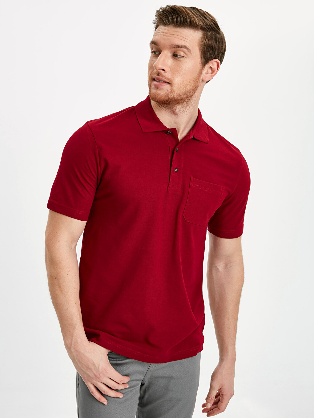 Printed Polo Neck Short Sleeve Pique T-shirt