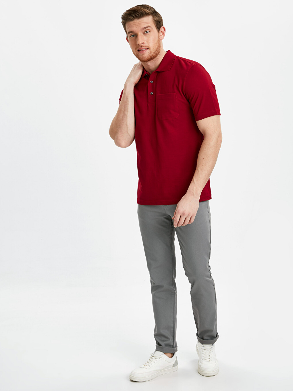 Printed Polo Neck Short Sleeve Pique T-shirt-2
