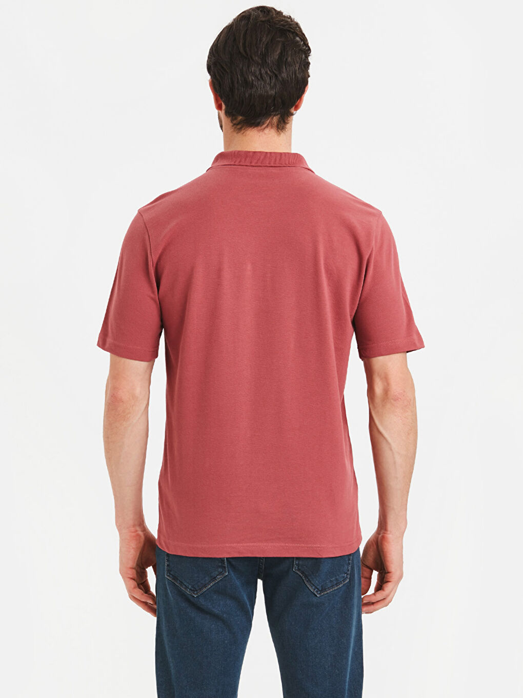 Pembe Baskılı Polo Yaka Kısa Kollu Pike Tişört-1