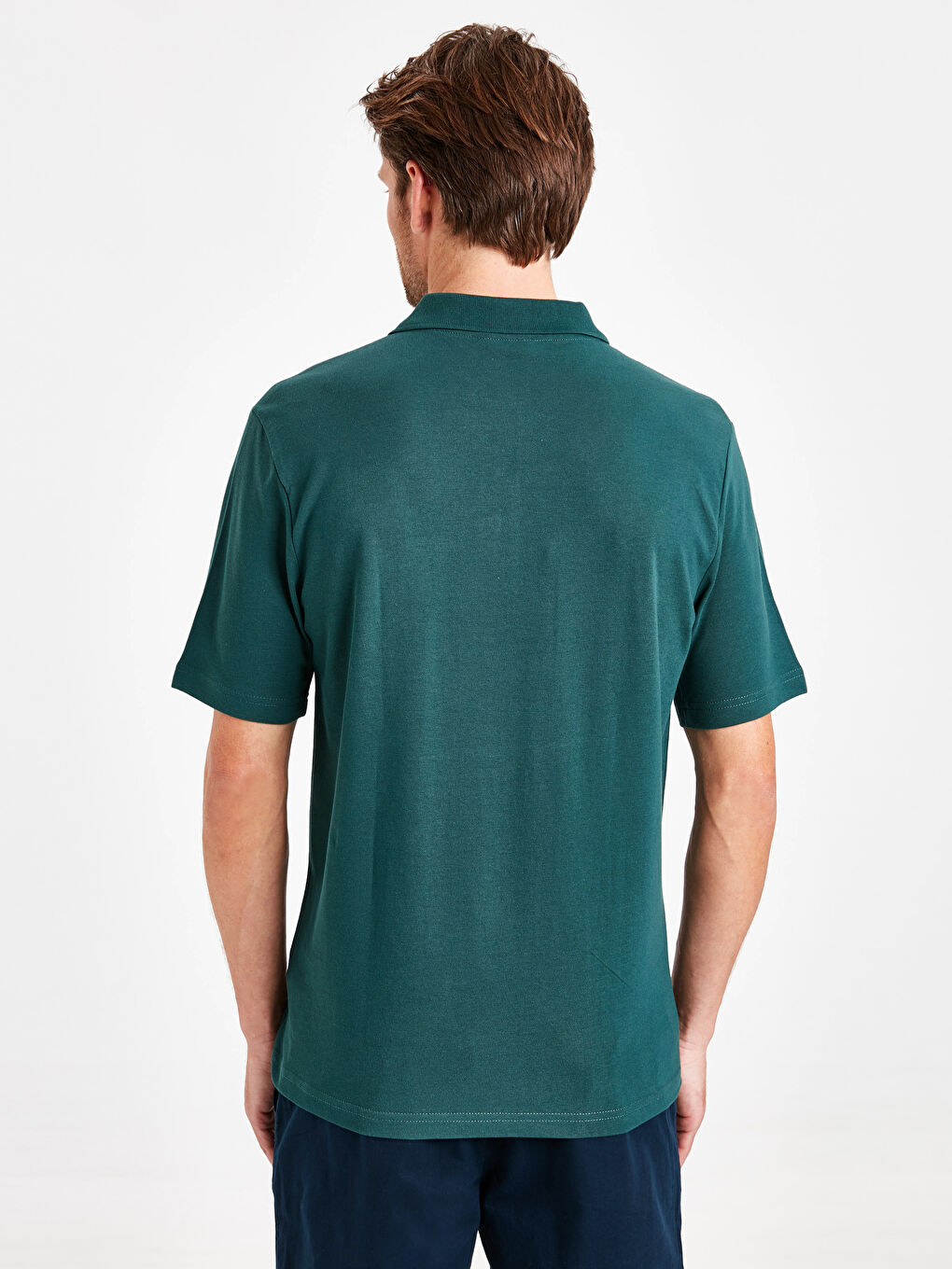 Yeşil Baskılı Polo Yaka Kısa Kollu Pike Tişört-2