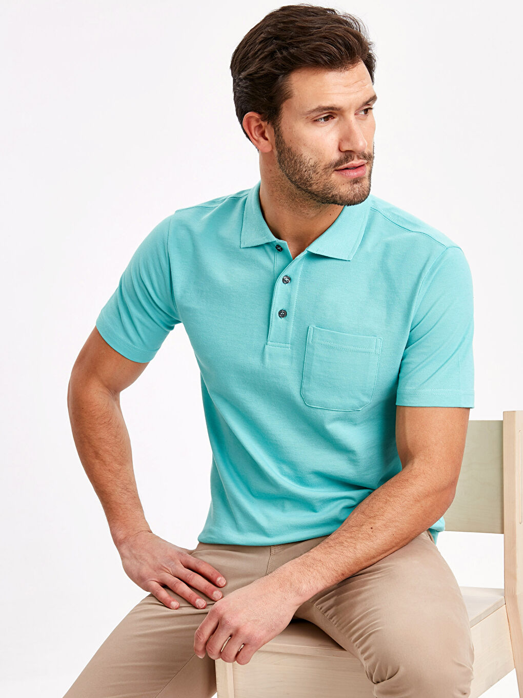 Printed Polo Neck Short Sleeve Pique T-Shirt