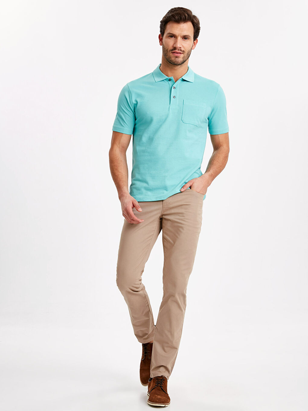 Printed Polo Neck Short Sleeve Pique T-Shirt-2