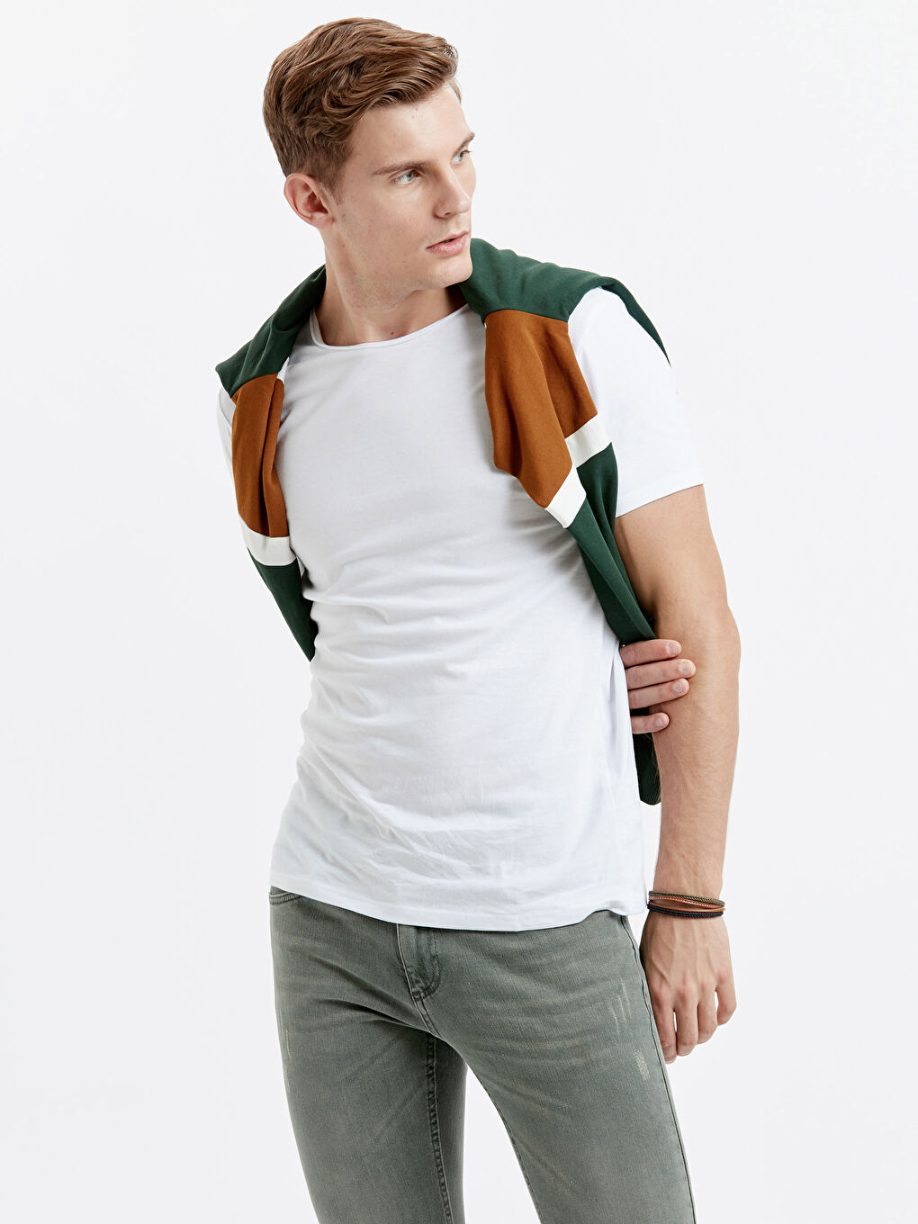 Beyaz Penye Erkek Tişört