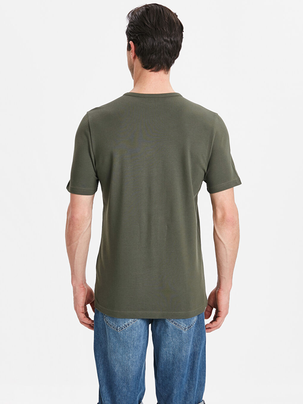 Хлопковая футболка с короткими рукавами и круглым вырезом-1