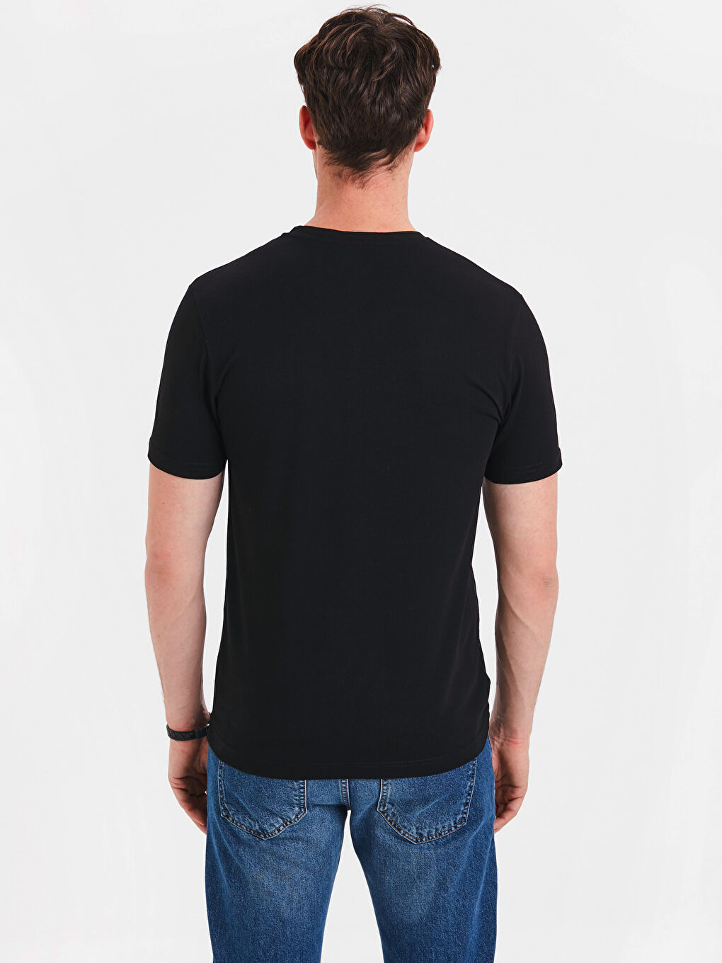 Хлопковая футболка с V-образным вырезом и короткими рукавами-1