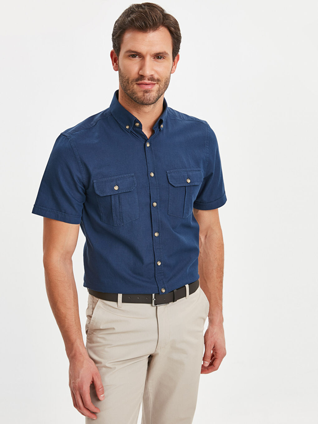 Regular Fit Short Sleeve Gabardine Shirt