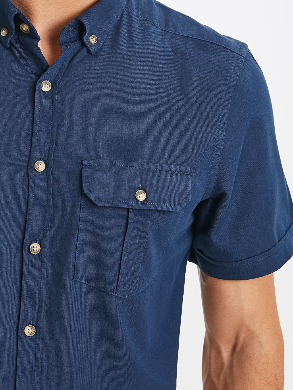 Regular Fit Short Sleeve Gabardine Shirt-3