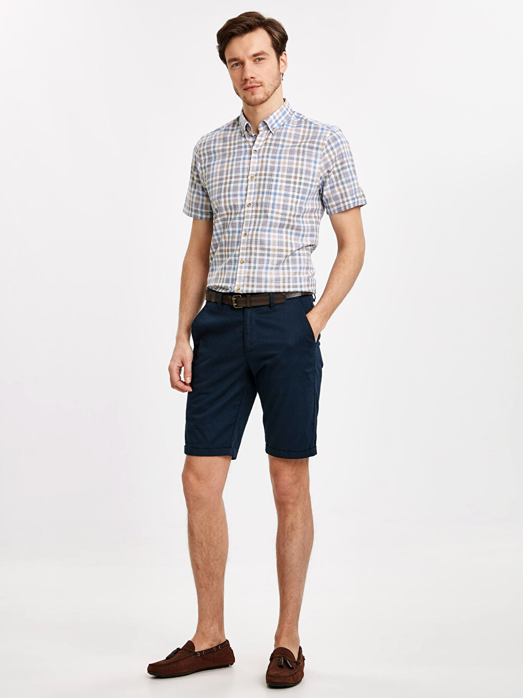 Рубашка Мужская Слим Фит с Коротким Рукавом из Поплина-2