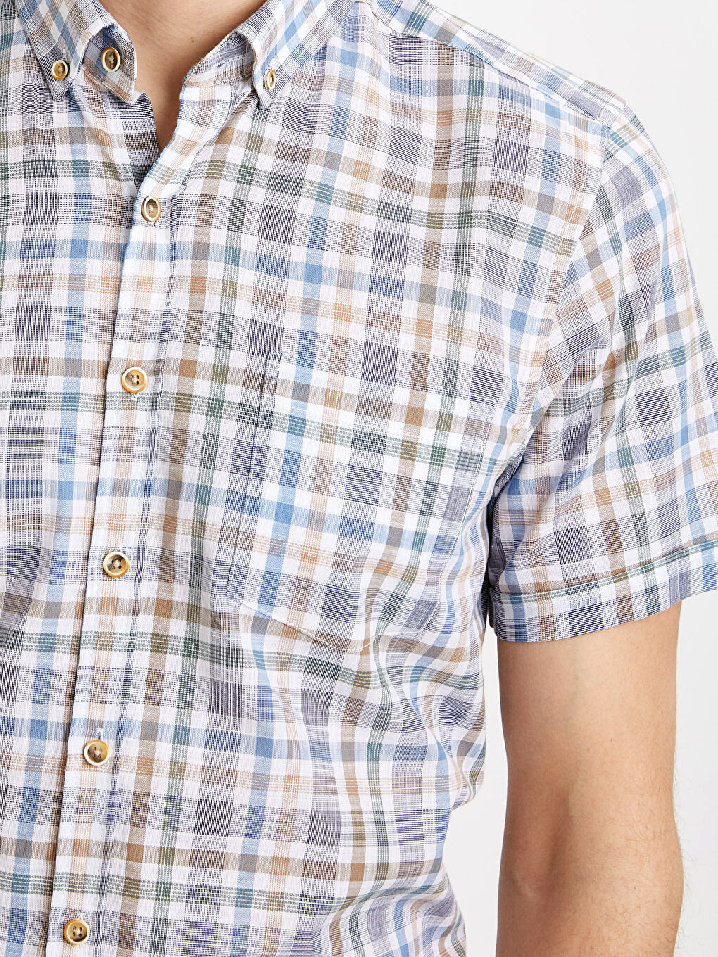 Рубашка Мужская Слим Фит с Коротким Рукавом из Поплина-3