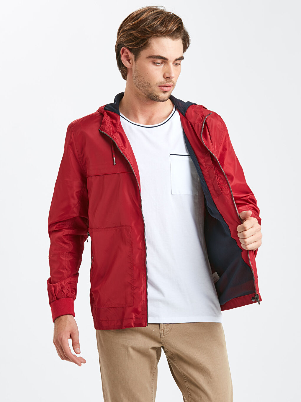 LCW Casual Lightweight Short Coat with Hood -9S3099Z8-HLG