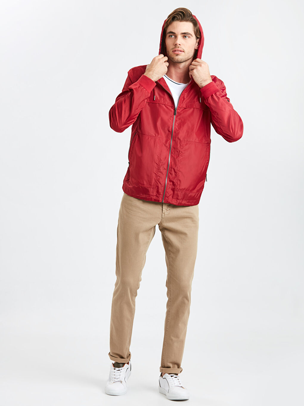 LCW Casual Lightweight Short Coat with Hood -9S3099Z8-HLG