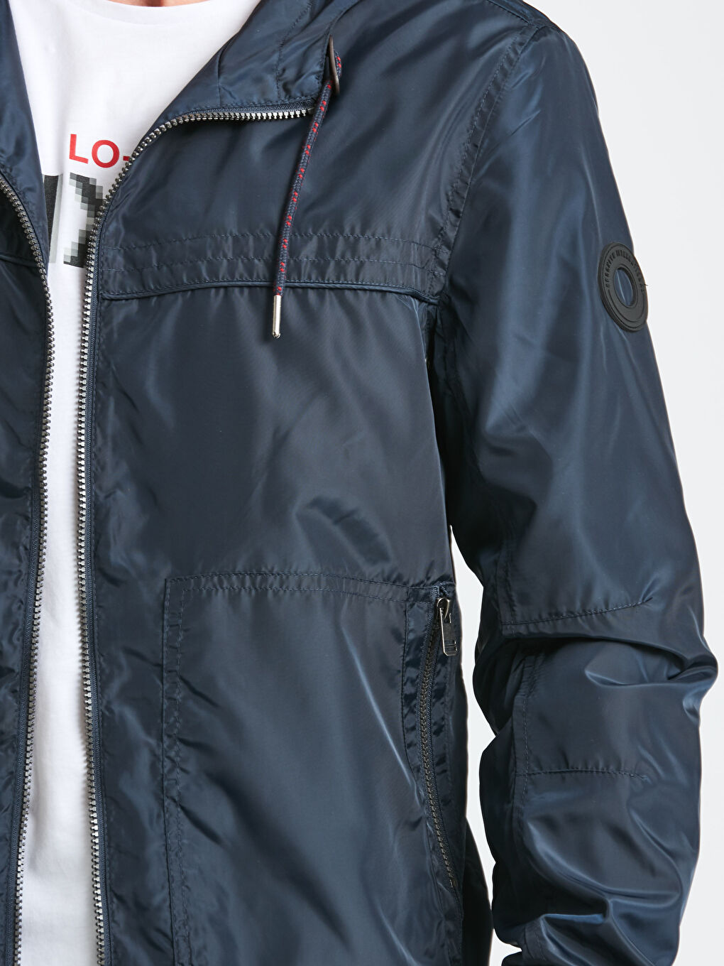 Lacivert Kapüşonlu İnce Mont-4