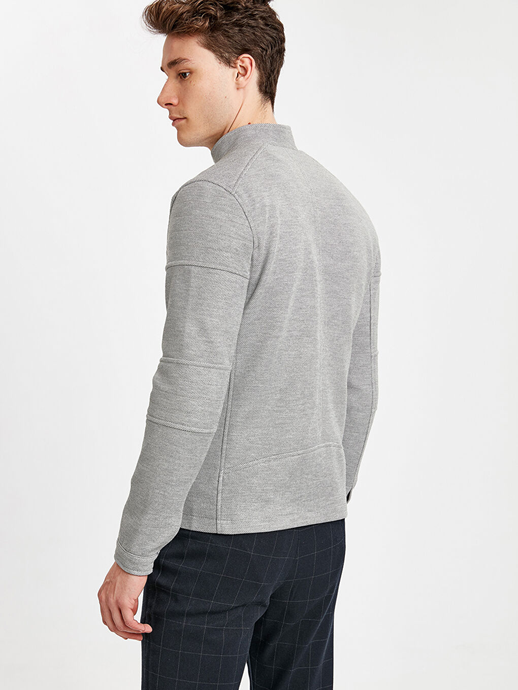 Antrasit Slim Fit Biker Yaka Erkek Mont-3