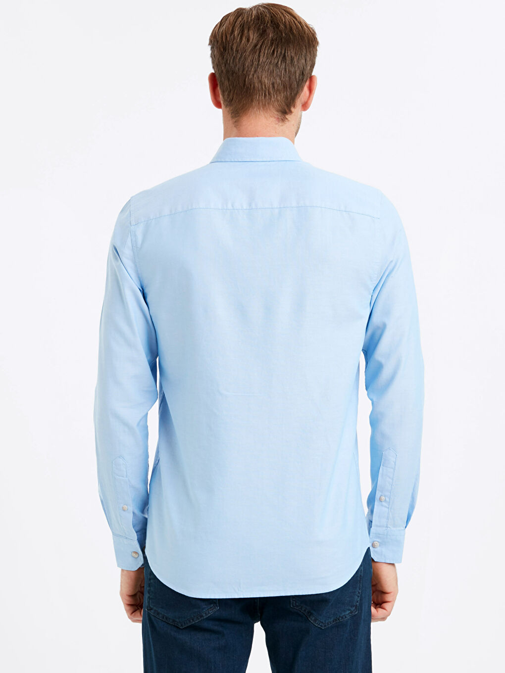 Mavi Oxford Erkek Gömlek-1