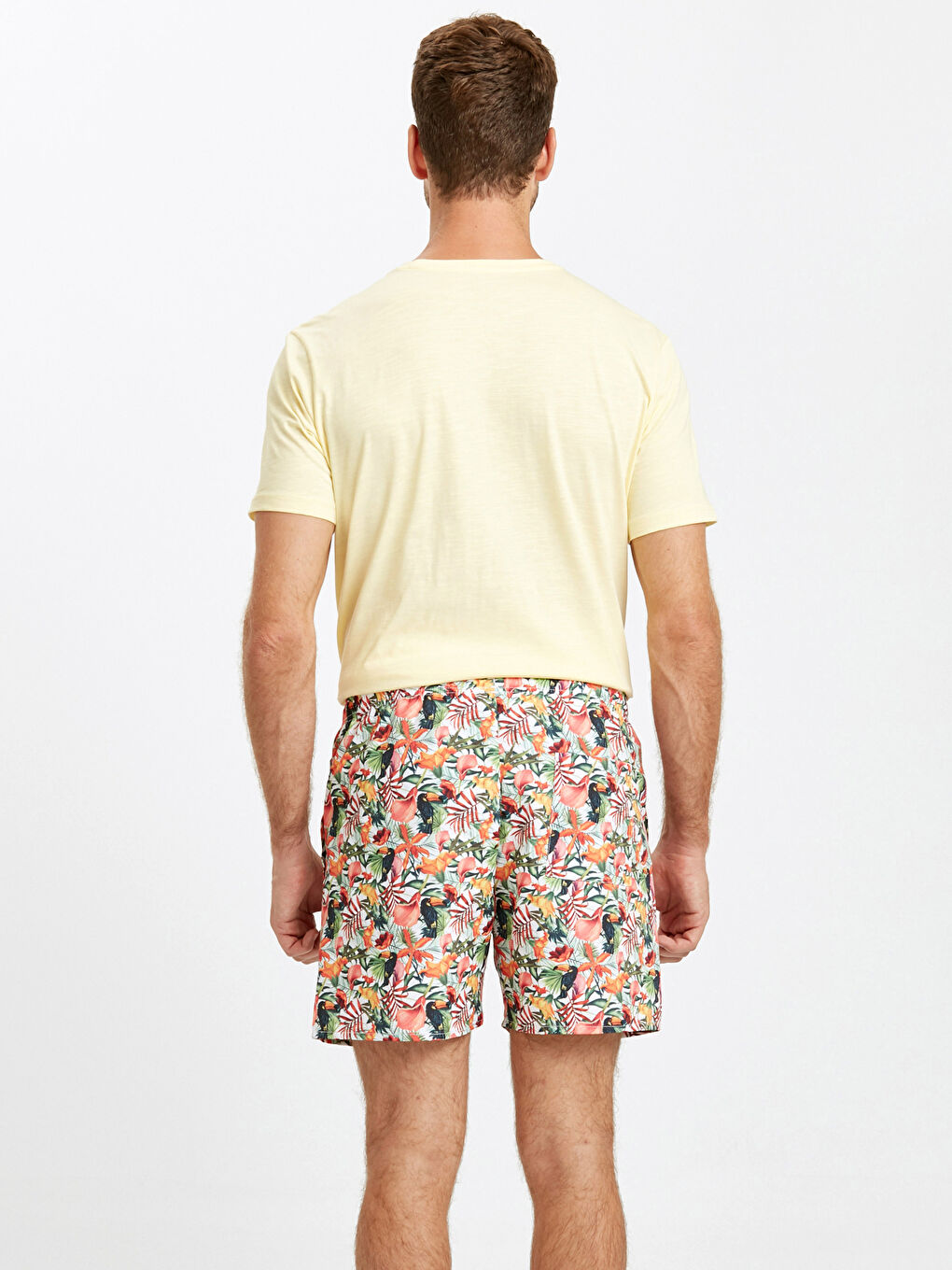 Yeşil Diz Üstü Boy Desenli Deniz Şortu-1