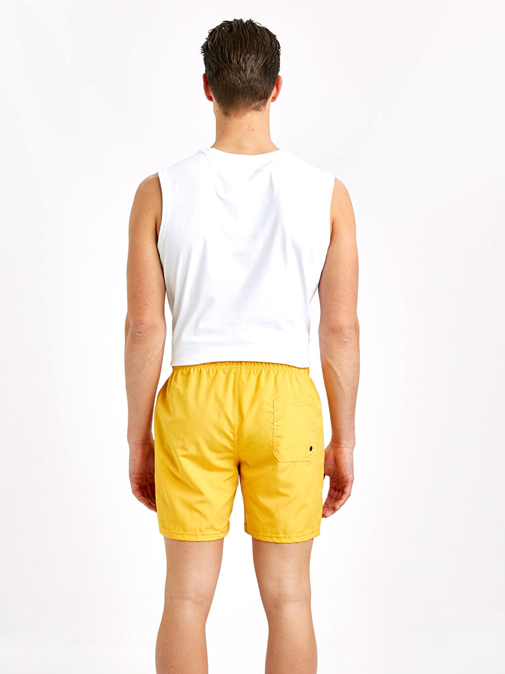 Sarı Diz Hizası Boy Basic Deniz Şortu-2