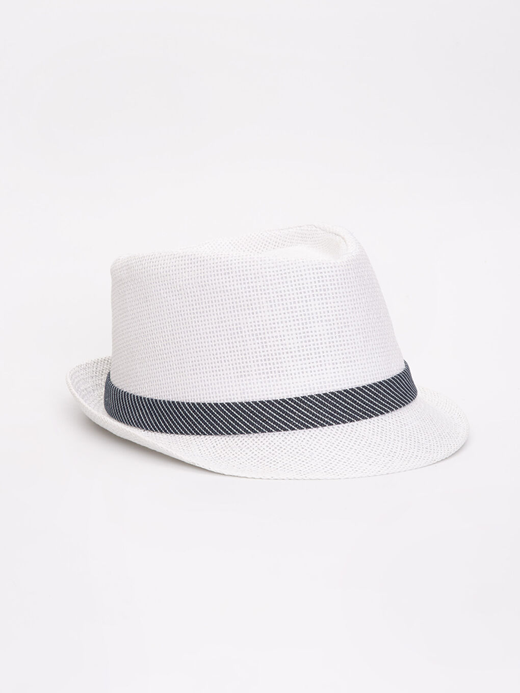 Beyaz Biye Detaylı Erkek Hasır Şapka-1