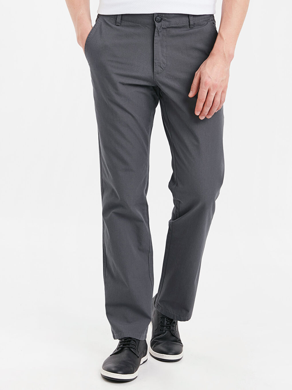 Antrasit Normal Kalıp Erkek Chino Pantolon-1