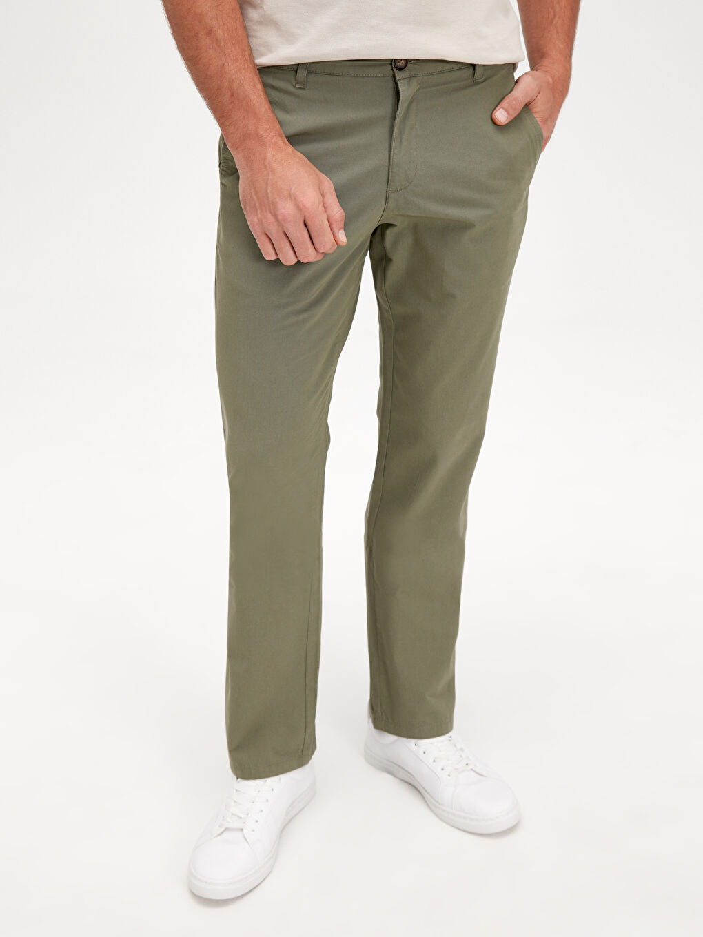 Haki Normal Kalıp Erkek Chino Pantolon-2