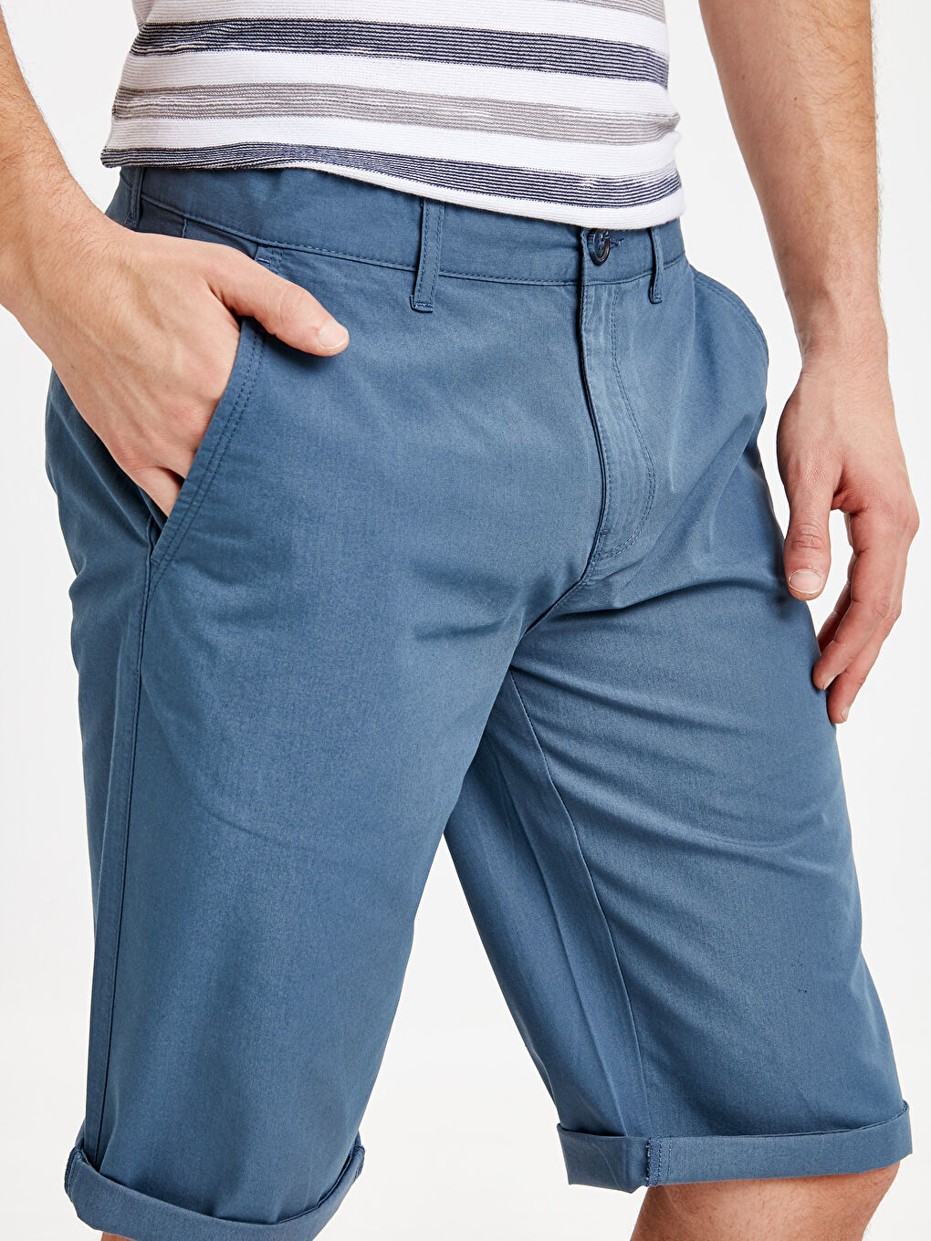 İndigo Standart Kalıp Bermuda Erkek Şort-3