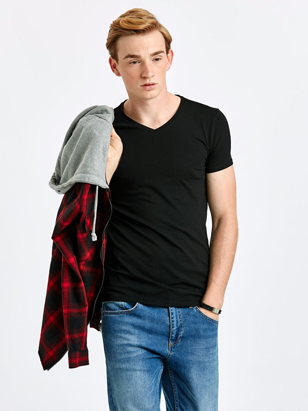 Мужчины Черный Футболка