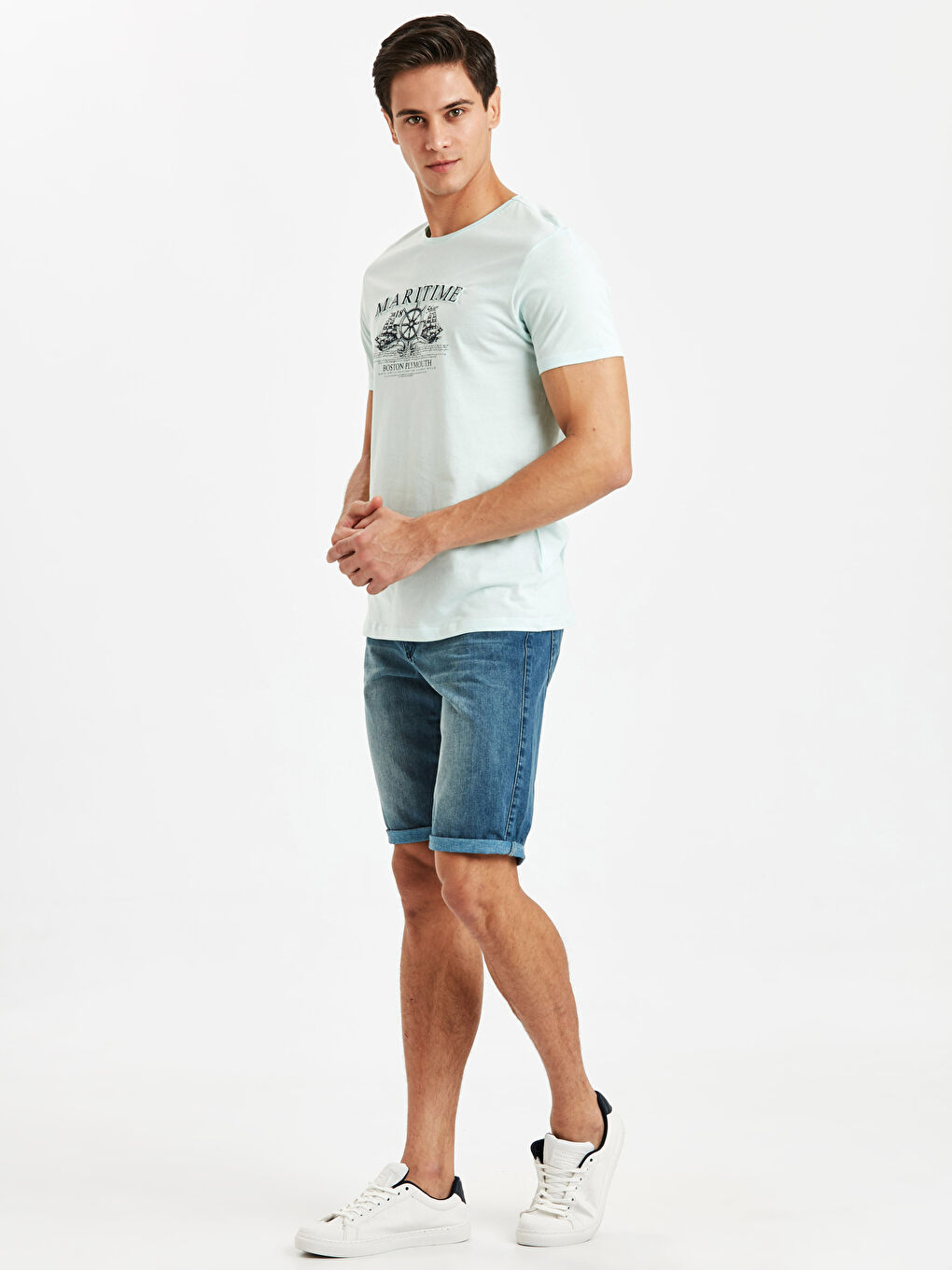 Yeşil Pastel Nane Tişört-2