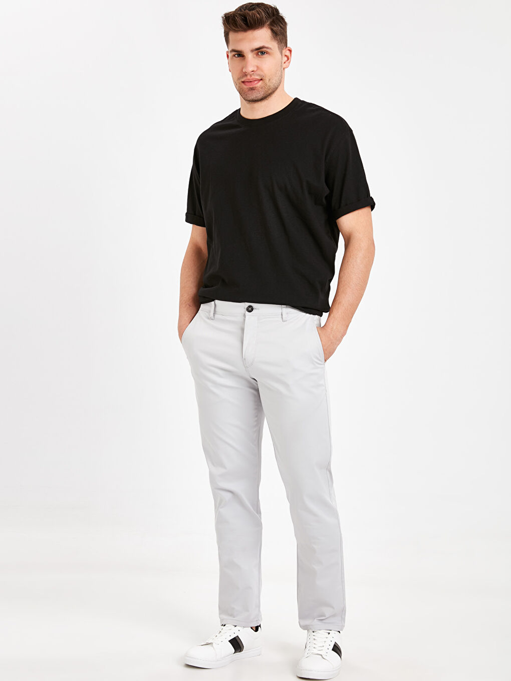 Gri Gabardin Erkek Chino Pantolon