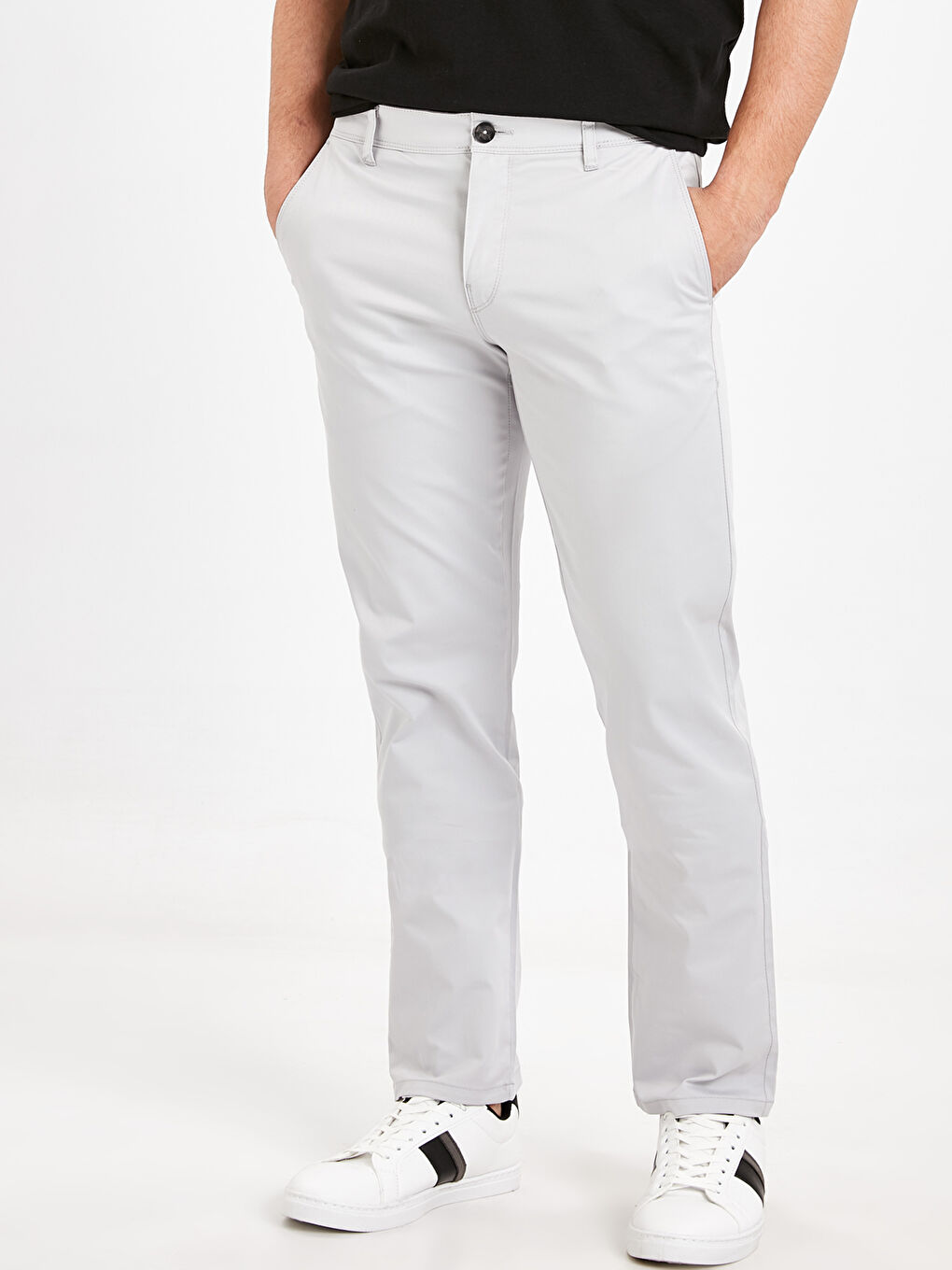 Gri Gabardin Erkek Chino Pantolon-1