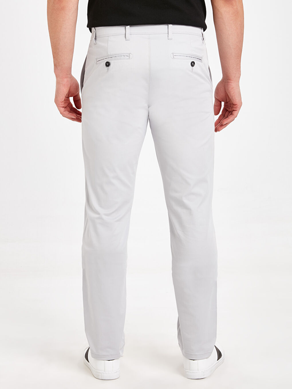 Gri Gabardin Erkek Chino Pantolon-2
