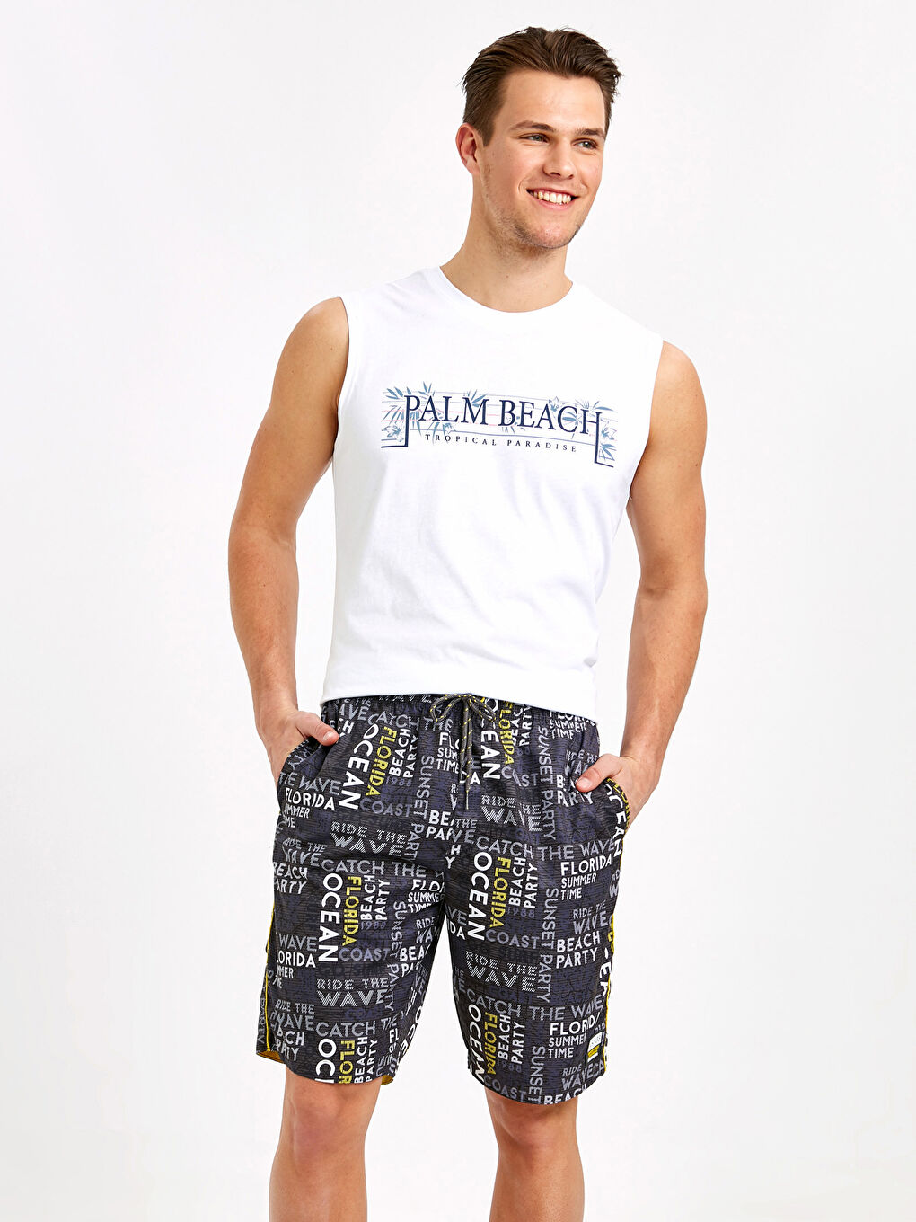 Knee-Length Printed Swim Trunk