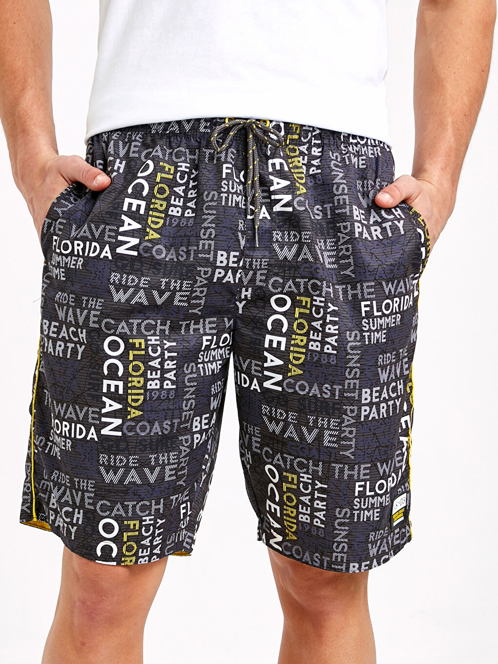 Knee-Length Printed Swim Trunk-4