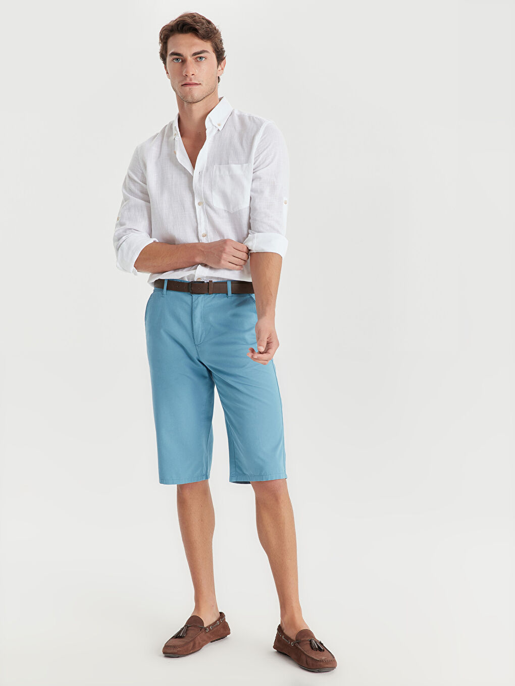 Pantaloni Scurți Regular Fit Gabardine pentru Bărbați