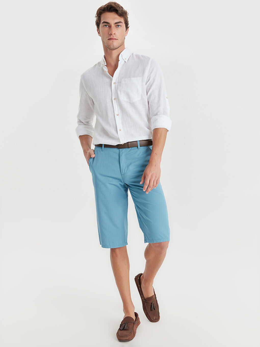 Pantaloni Scurți Regular Fit Gabardine pentru Bărbați-1