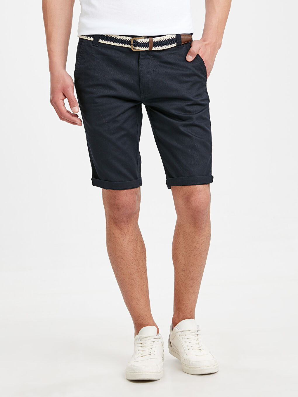 Lacivert Dar Kalıp Erkek Şort-1