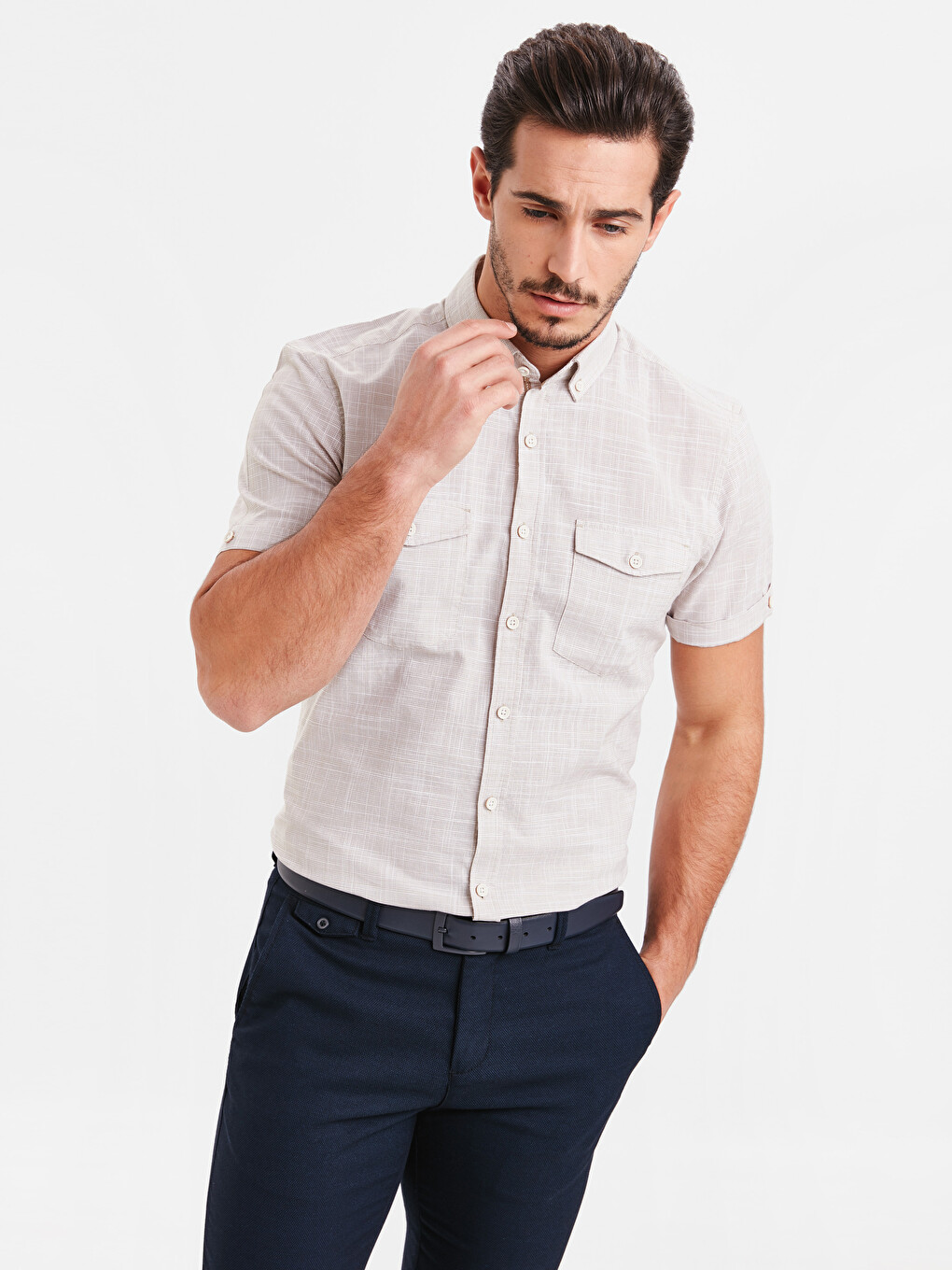 Man Beige Shirt