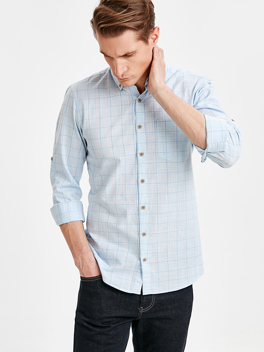 قميص أزرق فاتح رجال-1