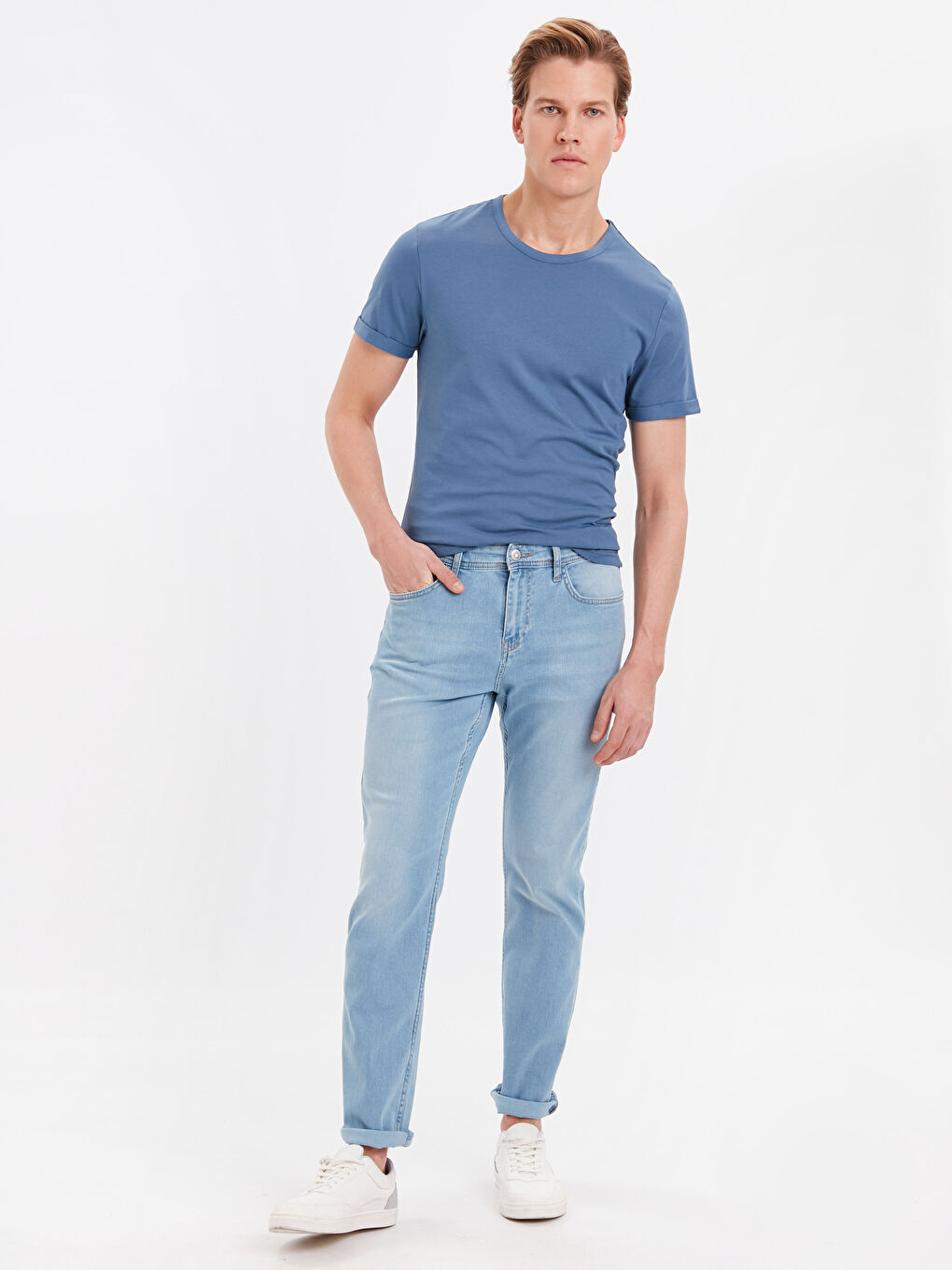 Футболка из хлопка с круглым вырезом и коротким рукавом-2