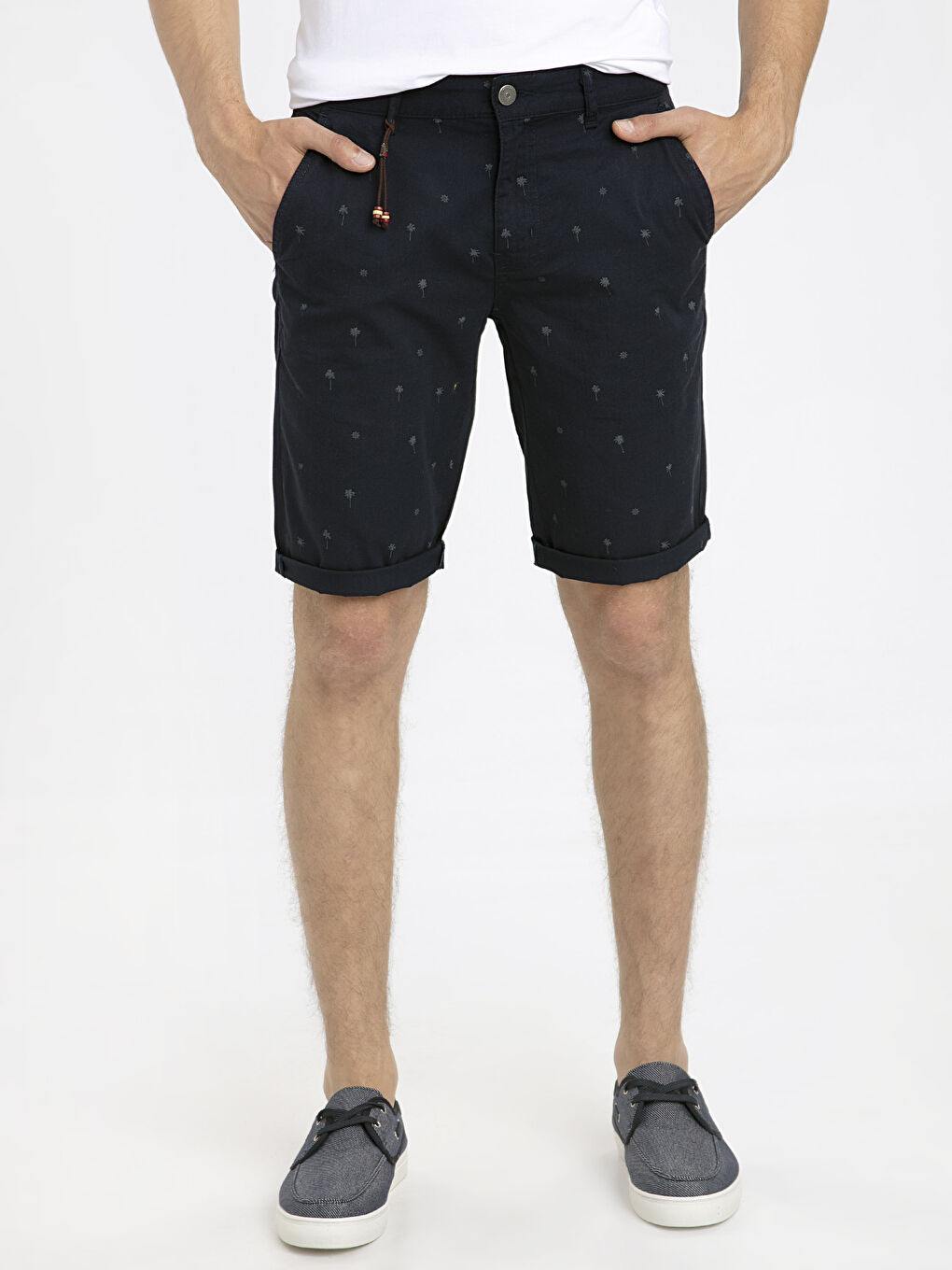 Lacivert Dar Kalıp Erkek Şort-1