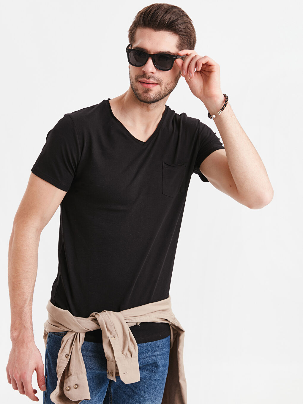 Мужчины Черный Футболка