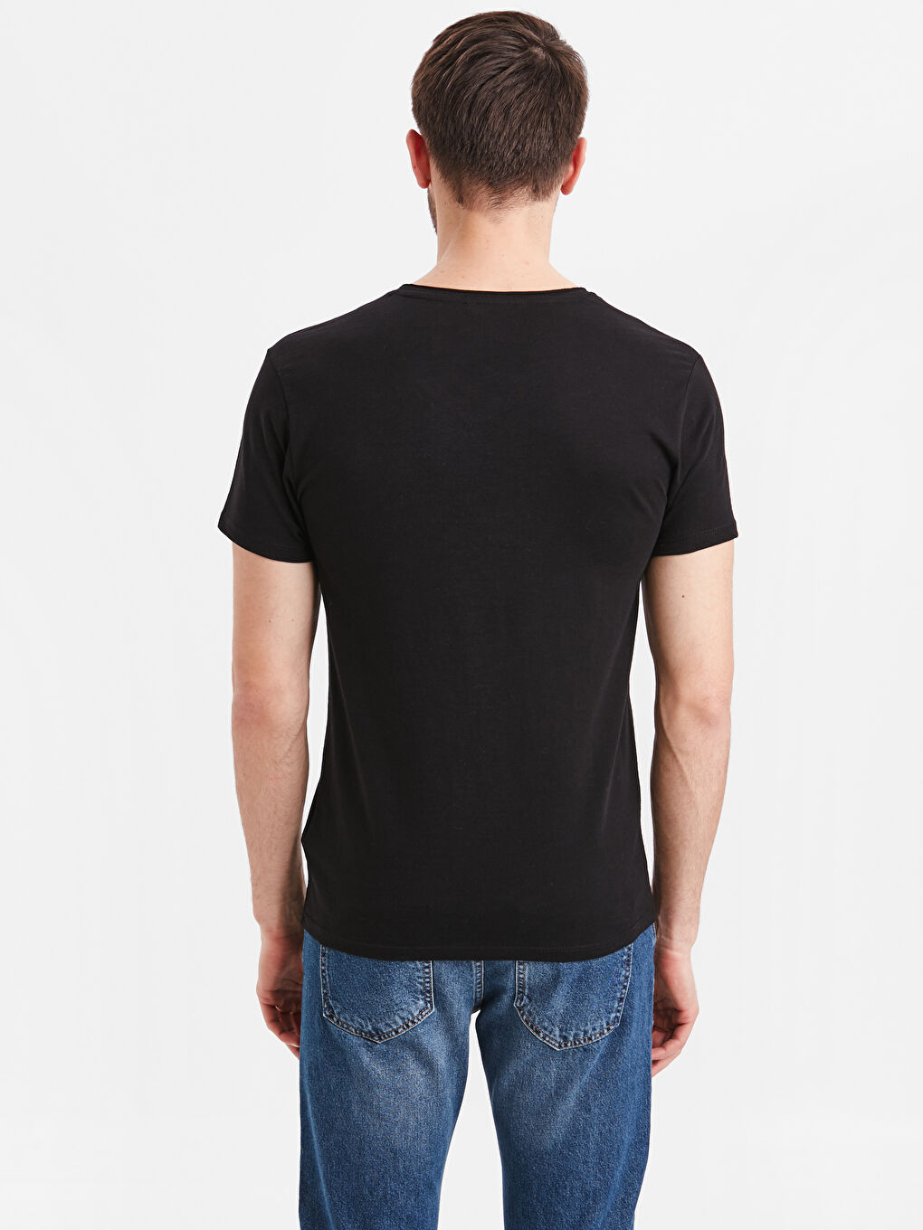 Мужчины Черный Футболка-1