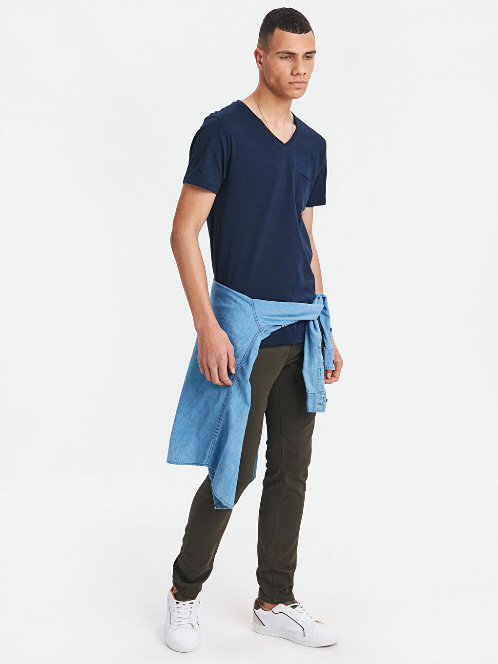 Мужчины Синий Футболка-2