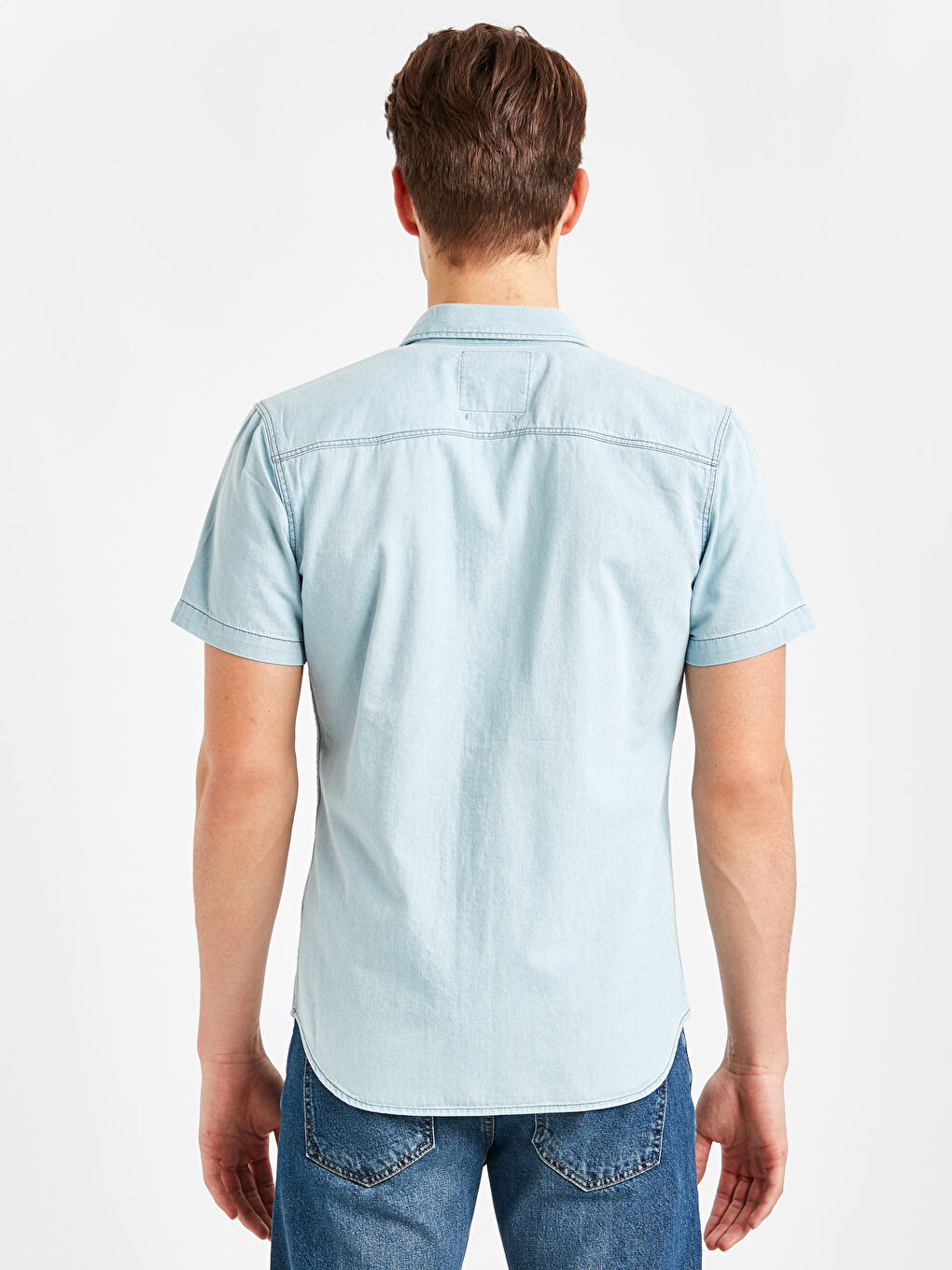 İndigo Slim Fit Kısa Kollu Jean Gömlek-2