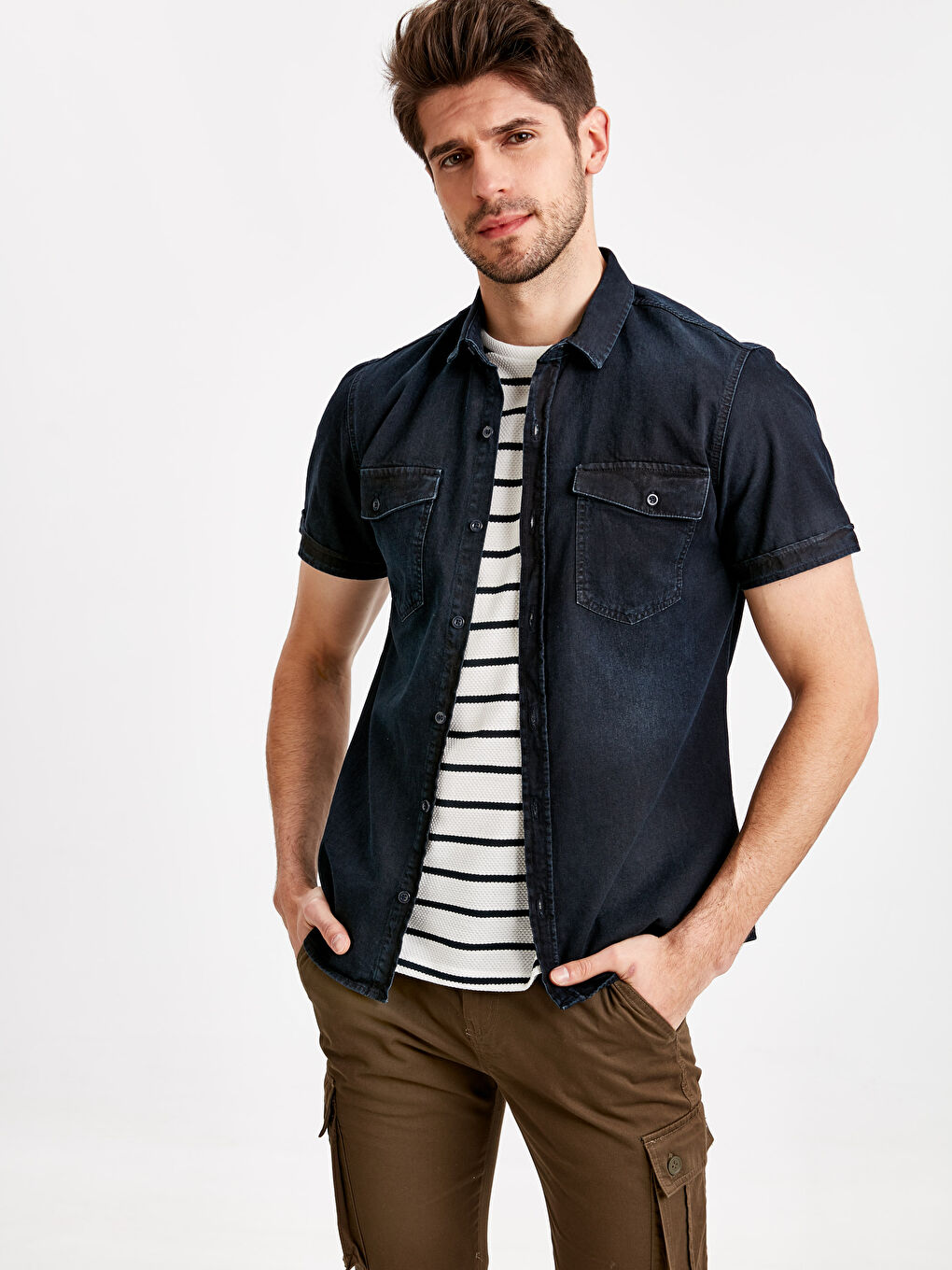 Чоловік ІНДИГО Джинсова сорочка