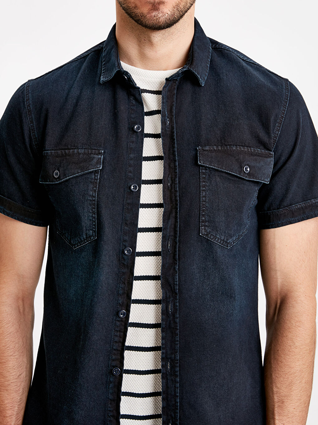 Чоловік ІНДИГО Джинсова сорочка-3
