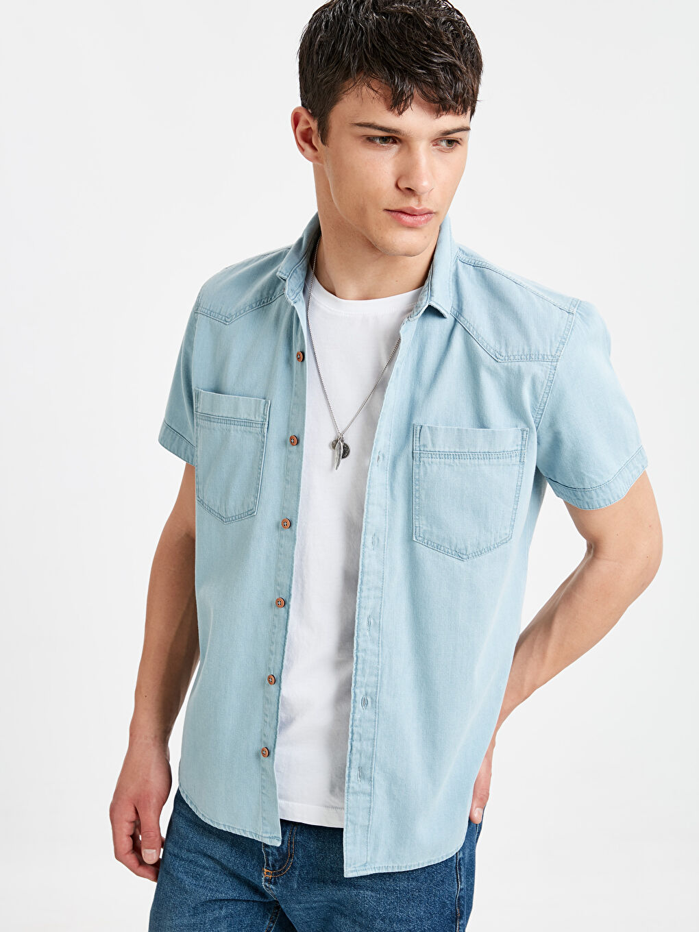 Açık İndigo Rodeo Jean Gömlek