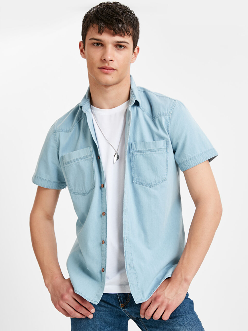 Açık İndigo Rodeo Jean Gömlek-2