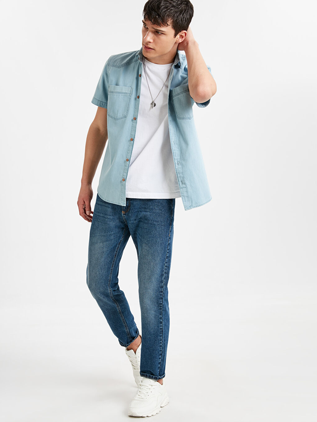 Açık İndigo Rodeo Jean Gömlek-6