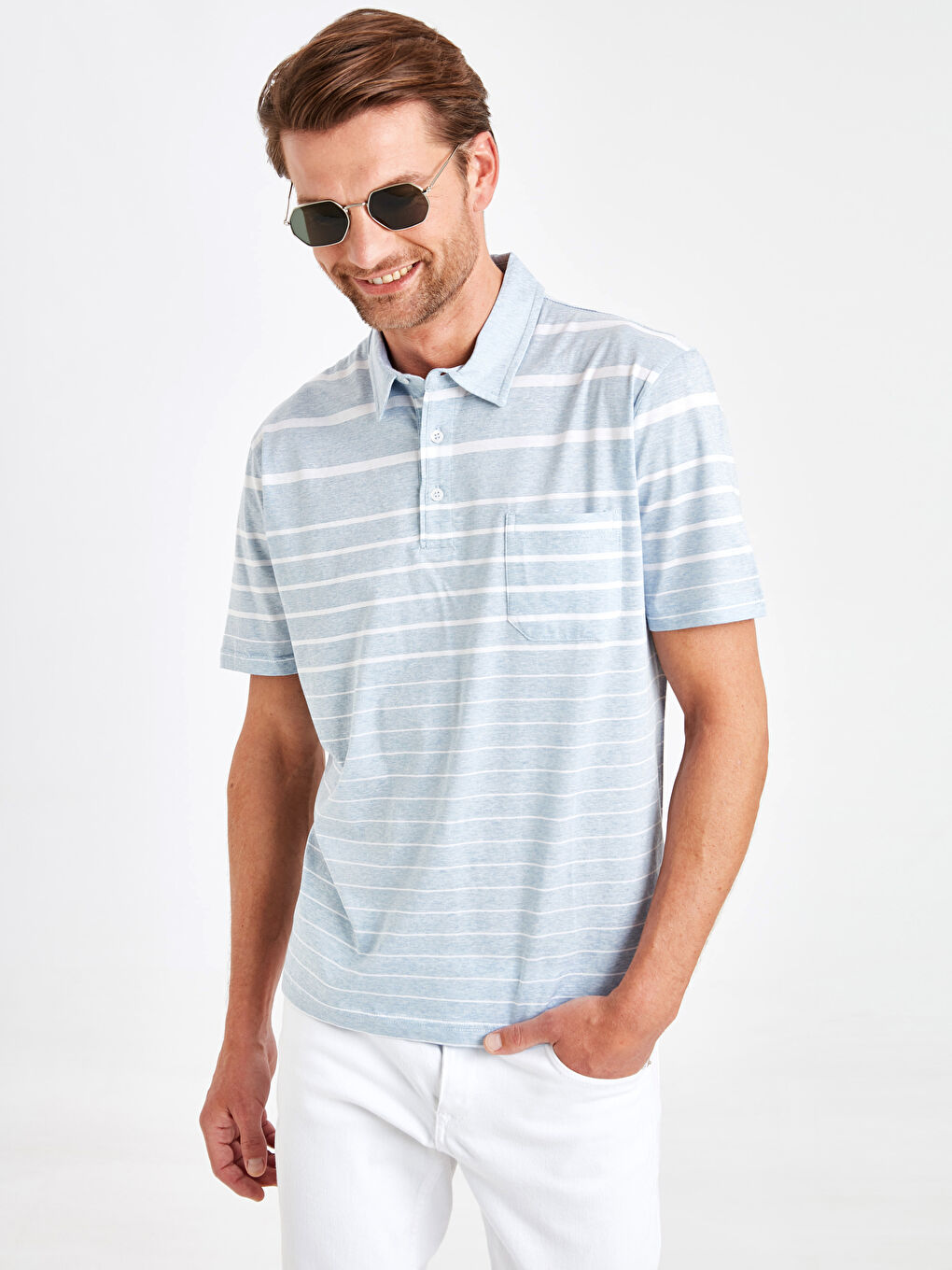 Açık Mavi Melanj Tişört